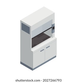 Microbiology biotechnology isometric composition with isolated image of rack cabinet for laboratory vector illustration