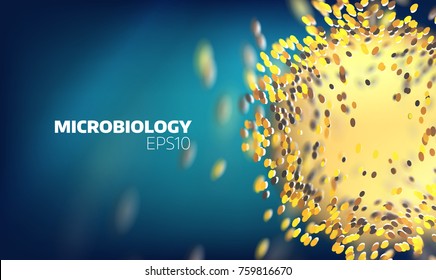 Microbiology cell explore. Molecular view. Medical technology background