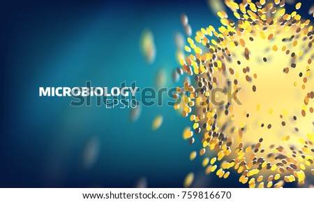 Microbiology cell explore. Molecular view. Medical technology background