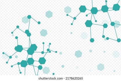 Microbiology Chemistry Vector Transparent Background. Chemical Structure Abstract Cover. Science Dna Geometric Backdrop. Modern Pattern.