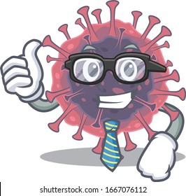 Microbiology coronavirus Businessman cartoon character with glasses and tie
