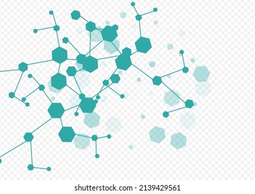 Microbiology Dna Vector Transparent Background. Chemical Structure Modern Template. Geometric Hexagon Scientific Texture. Futuristic Frame.