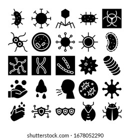 Microbiology Germ Disease. Virus Bacteria and Infection. Flat Icon. Vector Design