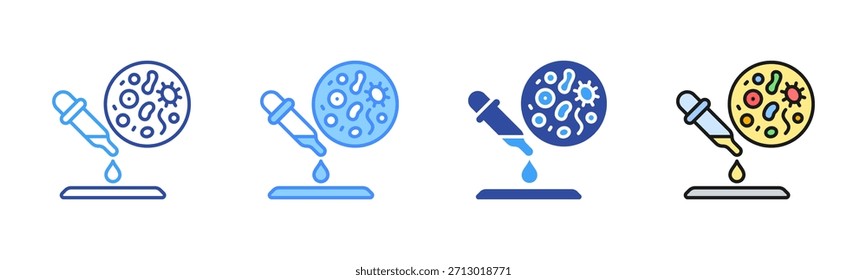 Icono de la microbiología, sistema multi del icono de los estilos
