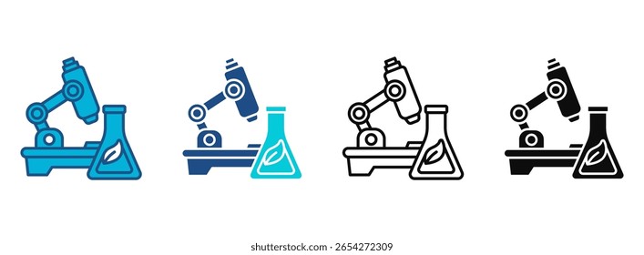 Conjunto de iconos de microbiología con múltiples estilos. Ilustración vectorial