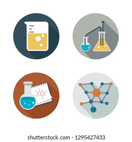 microbiology icon set. vector set about flasks, molecules and flask icons set.