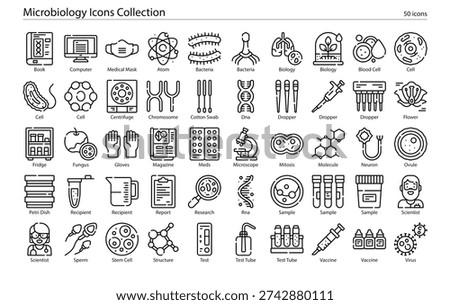Microbiology Microorganisms and Laboratory Science Icons Collection