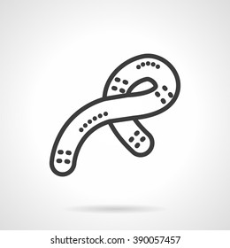 Microbiology objects. Microorganisms. Microbe worm. Black line style single vector icon. Element for web design, business, mobile app. 
