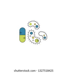 Microbiology and pharmaceutical industry vector icon set