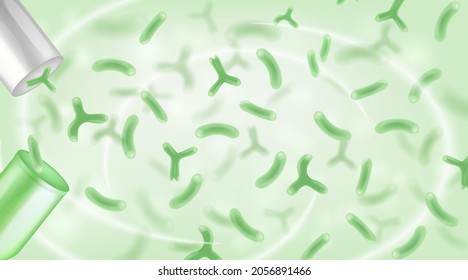 Microbiology science and medicine background. Bacterias, lactobacillus, Probiotic Microscopic microorganisms. Science background. svg