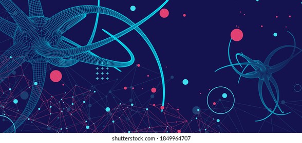 Microbiology science vector. Microscopic bacteria. Bacterium microorganism, viruses and microbes background.
