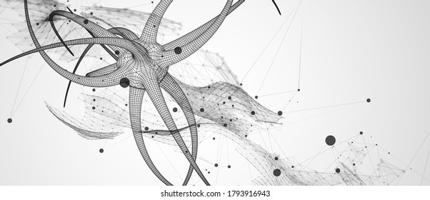 Microbiology virus science 3d vector. Microscopic bacteria. Bacterium microorganism, viruses and microbes background.