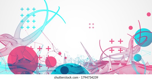 Mikrobiologie, 3D-Vektorgrafik. Mikroskopische Bakterien. Bakterium-Mikroorganismus, Viren und Mikrobenhintergrund.