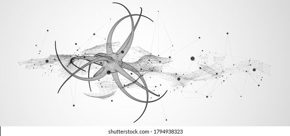 Microbiology virus science 3d vector. Microscopic bacteria. Bacterium microorganism, viruses and microbes background.