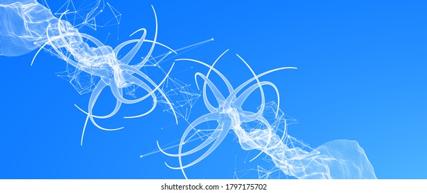 Microbiology virus science 3d vector. Microscopic bacteria. Bacterium microorganism, viruses and microbes background.