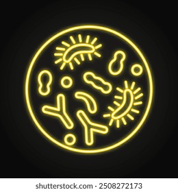 Microbiome neon line icon. Gut microbiota, intestinal bacteria. Vector illustration