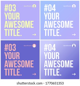 Microblog background template, flat and gradient purple colors theme.