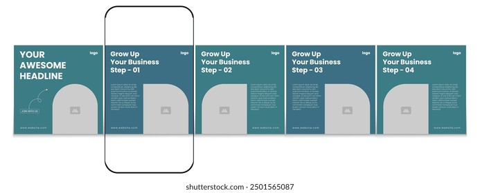 Microblog Karussell Post Template Set, Moderne Technologie Karussell Post Design, Editable Social Media Karussell Post, eps 10