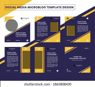 Plantilla de diseño de carrusel de microblog para publicación en medios sociales con marcador de posición de imagen