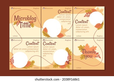 Microblog carousel post banner template for social media with hand drawn floral elements, soft colors, autumn theme, for any business.
