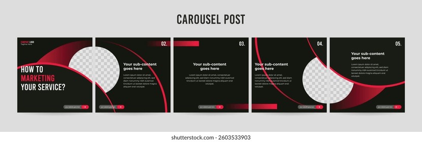 Microblog Carousel post design template, Set of social media post layout, Editable carousel post template	