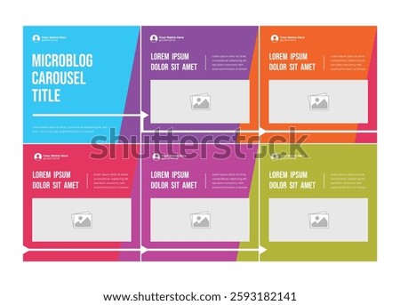 Microblog carousel slides template for social media. business marketing social media post bundle for tips sharing, ads posts set, influencer blog posts design, motivational text quotes template
