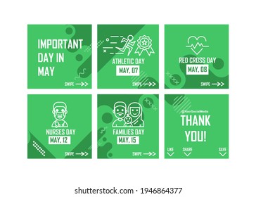 Microblog design about events in may. Easy to edit with vector file. Can use for your creative content. Especially about event reminder.