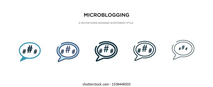 microblogging icon in different style vector illustration. two colored and black microblogging vector icons designed in filled, outline, line and stroke style can be used for web, mobile, ui