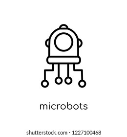 Microbots icon. Trendy modern flat linear vector Microbots icon on white background from thin line Artificial Intelligence, Future Technology collection, editable outline stroke vector illustration