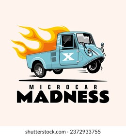 microcar speed logo fire illustration design vector art