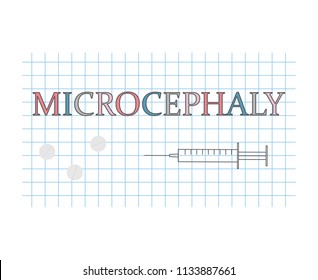 Microcephaly Word On Checkered Paper Sheet- Vector Illustration