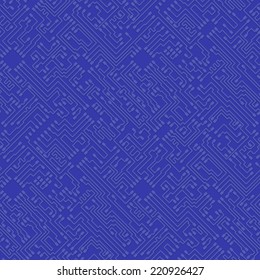 Microchip abstract vector blue background with high tech circuit board pattern