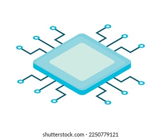 microchip AI icon isolated isometric