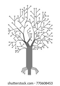 Microchip background vector illustration.chip in the form of a tree. Vector wallpaper EPS 10