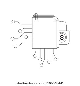 microchip with bitcoin commerce technology icon