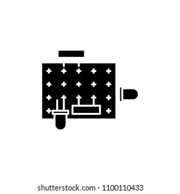 Microchip black icon concept. Microchip flat  vector symbol, sign, illustration.