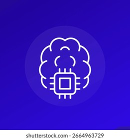 microchip no cérebro, ícone da linha de implante neural
