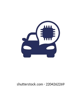 microchip and car icon on white