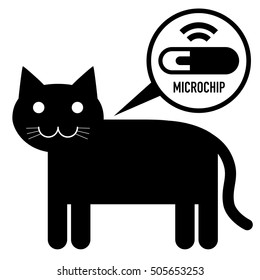 Microchip In Cat Sign Icon