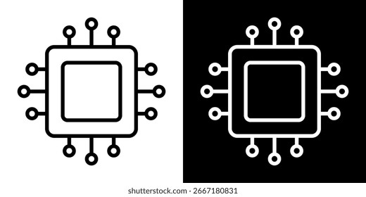 microchip, chipset, chip prosesor, CPU, technology, icon outline style vector, illustration design graphic resource for web design, mobile apps, ui design and print.