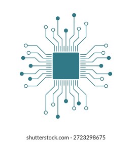 Diseño de placa de circuito de microchip con cables y conexiones