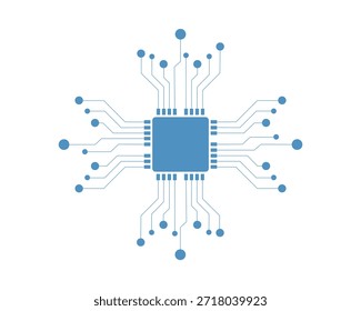 Microchip Circuit Board Icon. Digital Technology Processor Vector Illustration