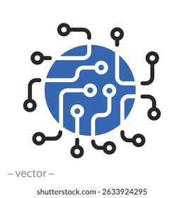 microchip, ícone de placa de circuito, tecnologia de engenharia de logotipo, hardware elétrico, ilustração de vetor plana