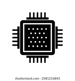 Microchip circuit board icon representing AI chip, semiconductor, computer processor, digital electronics, data processing, automation, IT hardware, cybersecurity, and artificial intelligence.