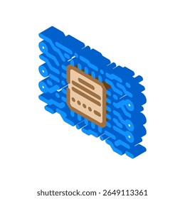 Líneas de circuitos de microchip Vector de iconos isométricos. Signo de líneas de circuitos de microchip. Ilustración de símbolos aislados