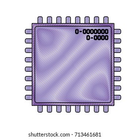 microchip closeup icon in color crayon silhouette vector illustration