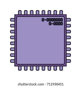 microchip closeup icon silhouette in purple color with thick contour vector illustration