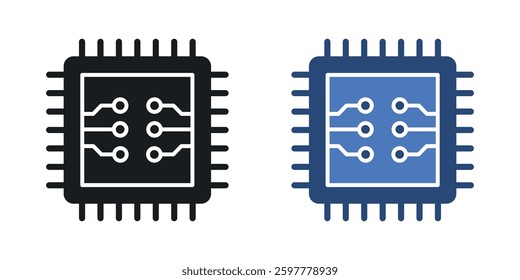 Microchip colored icon set. Stock Vector