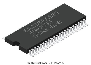 Microchip computer electronic component. Microchip icon. Isometric microchip. Computer processor technology. Micro processor. Vector illustration