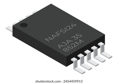 Microchip computer electronic component. Microchip icon. Isometric microchip. Computer processor technology. Micro processor. Vector illustration